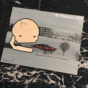 Cute Skull NEVER IMPROVE truism poetry Canvas Painting